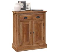 Armoire de rangement 65x30x75 cm en bois de teck massif naturel - 2 portes - 2 tiroirs - Charge maximale 7 kg - Pièce unique 909230