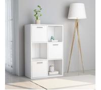 Armoire de rangement - Aggloméré - Blanc - 60x29,5x90 cm - 3 cubes ouverts - 3 cubes avec portes