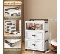 Armoire de rangement - Armoire pliante - 3 étagères - Double porte - Plastique - Rangement polyvalent - Idéale pour le salon et la chambre