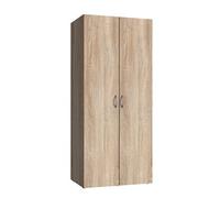 Armoire de rangement avec 2 portes en bois mélamine coloris imitation chêne - longueur 80 x hauteur 185 x profondeur 54 cm --