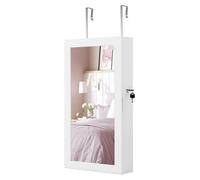 Armoire de rangement avec miroir - À fixer au mur - Blanche - En MDF - Fermeture à clé - 10 x 37 x 67 cm