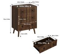Armoire de rangement avec trois tiroirs - Armoire moderne - En bois - Pour salon, chambre et couloir - Noyer