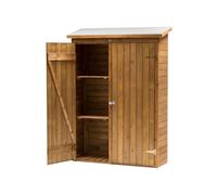AXI Armoire de jardin Olivier 131 x 180 cm Marron – Toit en feutre, 2 étagères, épicéa