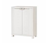 Armoire de rangement basse 2 portes et 4 étagères métalliques intérieur/extérieur