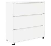 Armoire de rangement blanche 80 x 31 x 81 cm en bois avec tiroirs | Guides à roulement à billes, hauteur réglable, pieds en plastique robuste, surface facile d'entretien, design minimaliste
