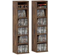 Armoire de rangement CD-DVD - HOMCOM - 6 + 6 compartiments - capacité max. 204 CD - 21 x 22,5 x 88,5 cm - brun rustique