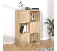 Armoire de rangement Chêne sonoma 60x29, 5x90 cm Bois ingénierie étagère bureau avec 6 compartiments 3 portes et 3 cubes ouverts meuble salon chambre stable durable facile fixation murale incluse