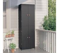 Armoire de rangement de jardin Noir 59x40x180 cm Résine tressée Noir G