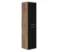 Armoire de rangement de Saturnus Hauteur 130cm Chene chataignier avec noir mat - Meuble de rangement haut placard armoire colonne