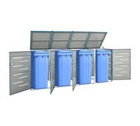Armoire de rangement d'extérieur à double compartiment pour poubelle à roulettes avec porte à charnière, cadre en acier galvanisé pour jardin, terrasse, 138 x 77,5 x 112,5 cm, cachette poubelle