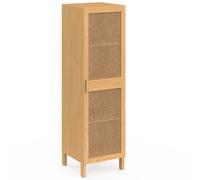 Armoire de rangement EDHEN 1 porte 3 étagères bois et cannage