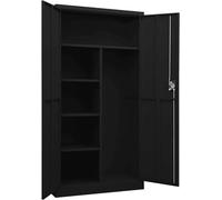 Armoire de rangement en acier avec 2 portes et 4 étagères, armoire métallique, casier, armoire de rangement avec serrure, armoire multifonctionnelle, acier, 90x40x180 cm, noire