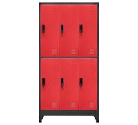 Armoire de Rangement en Acier avec Serrure, Anthracite et Rouge, 90x45x180 | Acier durable, portes verrouillables, cintres inclus, étiquettes de tri, usage école et bureau