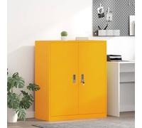 Armoire de rangement en acier jaune moutarde 90 x 40 x 105 cm avec portes verrouillables, armoire de bureau polyvalente pour dossiers, documents, classeurs et espace de rangement dans le bureau à