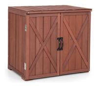 Armoire de Rangement en Bois de Sapin 77 x 56 x 72cm COSTWAY-Doubles Portes avec Poignées-Base Surélevée-Surface Résistante à l’eau