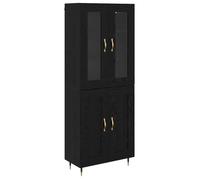 Armoire de rangement en bois d'ingénierie - vidaXL - Chêne Noir - 69,5x34x180 cm - 4 portes - Montage mural