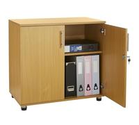 Armoire de rangement en hêtre Hauteur du bureau Bibliothèque à 2 portes avec serrure 75 cm de hauteur