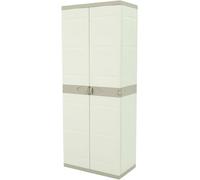 Armoire de rangement en résine - Armoire haute - Rangement d'outils - Montage sans outils - 176 cm de hauteur - Beige
