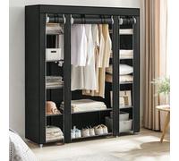 SONGMICS Armoire de Rangement en Tissu, Lot de 2, Penderie avec Housse, Placard, Garde-Robe, 45 x 150 x 175 cm, 12 Compartiments, Cadre en Métal, pour Chambre, Vestiaire, Noir LBD019B02