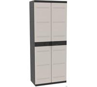 Armoire de rangement extérieur et armoire à balais Titanium 2 portes étagères réglables plastique beige 176x70x44 cm