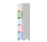 Armoire de rangement fine à 5 niveaux avec 2 tiroirs, petite armoire de sol pour cuisine, salon, toilettes, armoire étroite en plastique