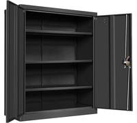 Armoire de rangement Frideko, 90 x 40 x 109 cm - Armoire métallique avec 2 portes et 2 étagères réglables, meuble de rangement avec serrure pour la maison, le bureau et l'entrepôt, de couleur noire