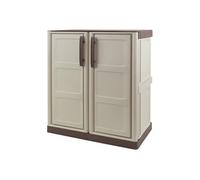 Armoire de Rangement Garage Atelier - Armoire basse beige 2 portes 1 étagère Polypropylène 70 x 39 x 85.5cm