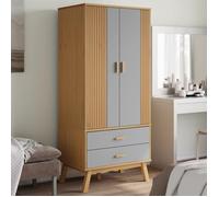 Armoire de rangement Gris - Garde-robe - OLDEN gris et marron 76,5x53x172 cm bois massif pin A15693