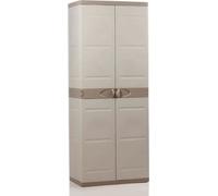 Armoire de Rangement Haute en Résine Plastiken Titanium, 4 Étagères, 176x70x45cm, Beige et Taupe