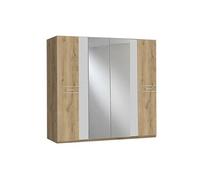 Armoire de rangement imitation chene poutre/blanc/chrome - Dim : 225 x 210 x 58 cm - -
