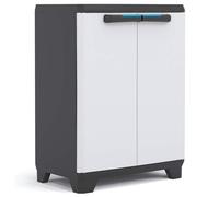 Keter Armoire basse LINEAR - Noir/Gris/Bleu - 68 x 39 x 90 cm - étagère réglable 15 kg