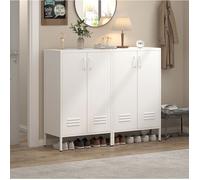 Armoire de rangement métal 2 portes avec 2 étagères réglables, blanche 65 x 35 x 106,6 cm Grjofek