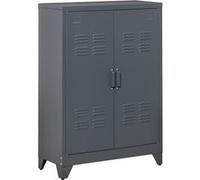 HOMCOM Armoire de bureau à 3 niveaux, meuble de rangement bureau métallique avec 2 portes et étagères réglables, armoire à dossiers pour domicile, garage, gris