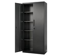 Armoire de rangement métallique, 175 cm, en acier, verrouillable, avec 4 étagères réglables, 2 portes magnétiques, 2 clés, et 5 niveaux de rangement pour outils, idéale pour la cuisine, l'entrepôt, la