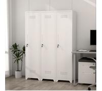 Armoire de rangement métallique armoire à balais 40x40x165 cm avec serrure tringle ventilation blanc ORVRYN