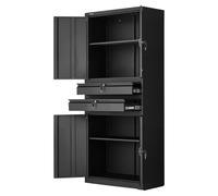 Armoire de rangement métallique, capacité de charge des étagères de 81,5 kg, armoire de rangement pour outils de garage de 1800 mm de hauteur, avec 4 portes verrouillables et étagères réglables, 2 tir