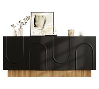 Armoire de rangement - Meuble TV - 4 portes - Design en forme de U - Plusieurs compartiments - Aspect bois noir - 160 x 75 x 38 cm