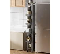 Armoire de rangement mince à roulettes pour cuisine - Garde-manger haut et étroit avec portes et roues en acrylique - Chariot utilitaire peu encombrant pour petite salle à manger et cuisine (16 x 40 x