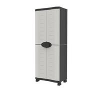 Armoire de rangement multifonction en résine avec penderie intégrée coloris Beige/noir