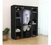 Armoire de rangement penderie dressing en tissu avec 5 étagères 150x45x175 cm - Noir - Adulte - Contemporain