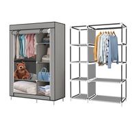 Armoire de Rangement Penderie en Tissu intissé MENGDA - Gris - 105x45x170cm