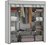 Armoire de rangement penderie - HOMCOM - en tissu - pliable - barre de suspension et étagères - 150 x 43 x 162,5 cm - gris clair
