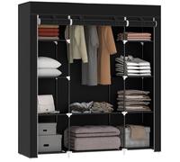 HOMCOM Armoire de Rangement penderie en Tissu, Armoire Chambre Pliable, penderie vêtement avec Barre de Suspension et étagères pour vestiaire, Chambre, Dressing, 150 x 43 x 162,5 cm, Noir