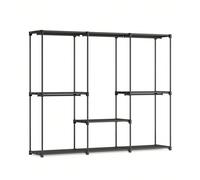 Armoire de Rangement, Penderie Pliable, Dressing, Armoire Métallique, avec 5 Barres de Suspension, Porte-vêtements, pour Vestiaire, Chambre, 205 x 43 x 166 cm, Noir d'Encre [Grand espace] Cette pender