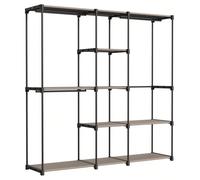 Armoire de Rangement, Penderie Pliable, Dressing, Armoire Métallique, avec Barres de Suspension, Porte-vêtements, pour Vestiaire, Chambre, 112 x 43 x 165 cm/138 x 43 x 182 cm/124 x 43 x 182 cm/205 x 4