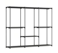 Armoire de Rangement, Penderie Pliable, Dressing, Armoire Métallique, avec Barres de Suspension, Porte-vêtements, pour Vestiaire, Chambre, 112 x 43 x 165 cm/138 x 43 x 182 cm/124 x 43 x 182 cm/205 x 4