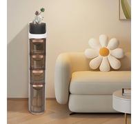 Armoire de rangement – Petite commode avec 4 tiroirs transparents et compartiment pour mouchoirs – Plastique gain de place