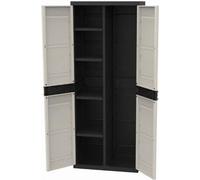Armoire de Rangement Plastiken TITANIUM, 2 Portes, 70 x 44 x 176 cm, Beige et Noire, Intérieur/Extérieur