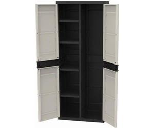 Armoire de Rangement Plastiken TITANIUM, 2 Portes, 70 x 44 x 176 cm, Beige et Noire, Intérieur/Extérieur