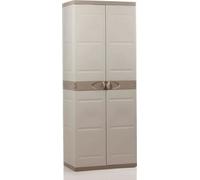 Armoire de Rangement Plastiken Titanium, 2 Portes, 70 x 44 x 176 cm, Beige et Taupe, Intérieur/Extérieur